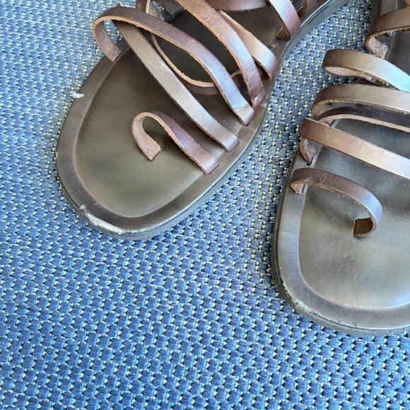 Mercanti Fiorentini Brown Leather Gladiator Sandals Men’s 10 - Pre-owned - Picture 4 of 15